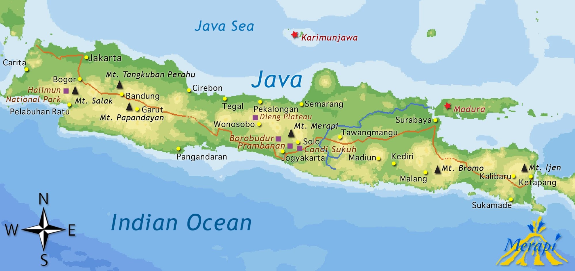 tourist map of java